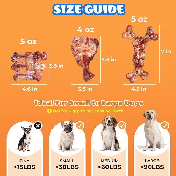 Dog Toys for Aggressive Chewers: Gift Box with 3 Pack Dog Chew Toys, Indestructible Dog Toy for Large Dogs Birthday, Bacon Flavored Chew Toys for Dogs, Tough Dog Toys to Keep Them Busy