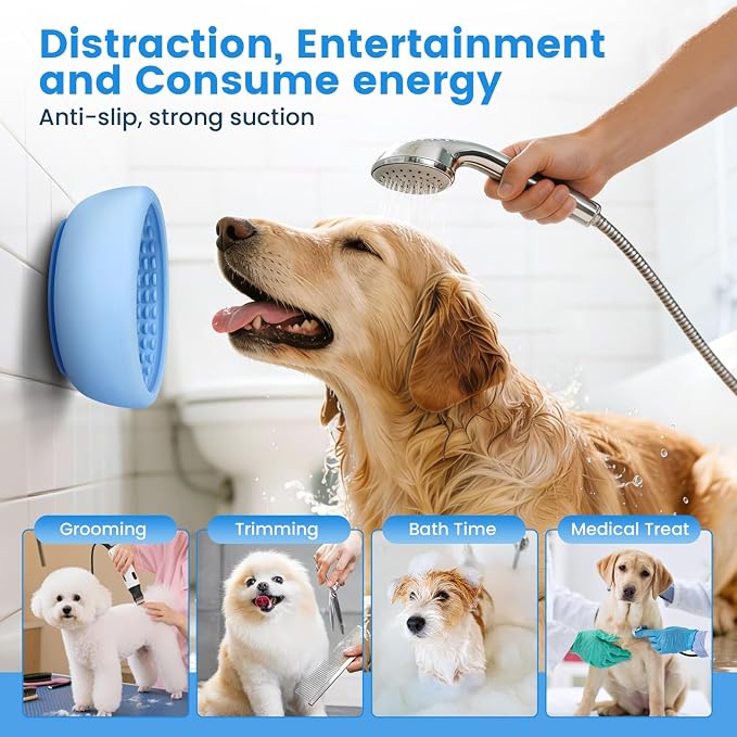Dog Lick Bowl,Freezeable Anxiety Relief Non-Slip Silicone Treat Bowl,Durable Anti-Choking Long-Lasting Enrichment Slow Feeder Licking Mat for Small Medium Breed, BPA Free Silicone Dishwasher Safe