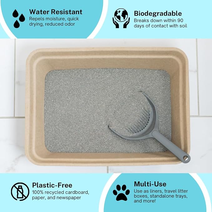 Luli & Cat Disposable Litter Boxes for Cats | Jumbo Sized 4-Pack | Durable and Water Resistant