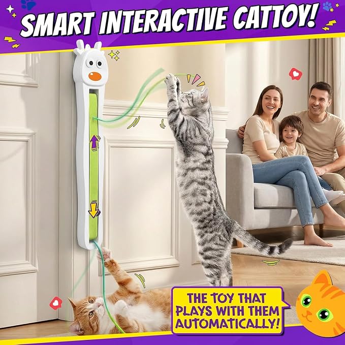 Interactive Cat Toy for Indoor Cats: Door-Mounted Automatic Moving Enrichment Cat Toy with Adjustable Motion Modes, Rechargeable Electric for Kittens & Bored Adult Cats, Hands-Free Pet Toy A20