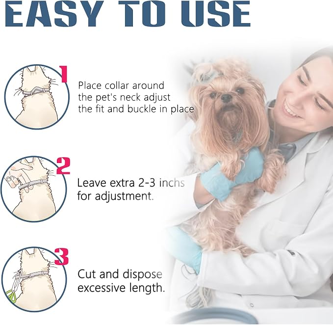 Flea and Tick Collar for Large Dog, 12-Month Full-Body Protection, Natural Ingredients, Free Flea Comb and Tweezers Included, 2 Packs