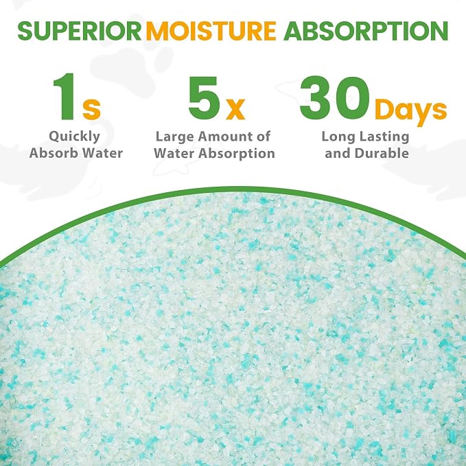NEWORD Non-Clumping Crystals Cat Litter, Superior Odor Control Silica Gel Litter, Low Tracking & Dust-Free, Soft-On-Paws, Aloe Vera Fragrance, 14 lbs (2 Packs of 7lb Bags)