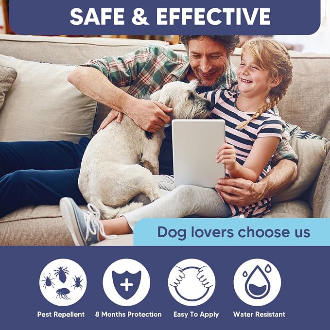 fcesiweg Flea Collars for Dogs Large, Tick Collar for Dogs, Flea Dog Collar, Adjustable for Medium & Big Breeds,Gentle and Safe for Daily Use, 8 Months Protection-2P