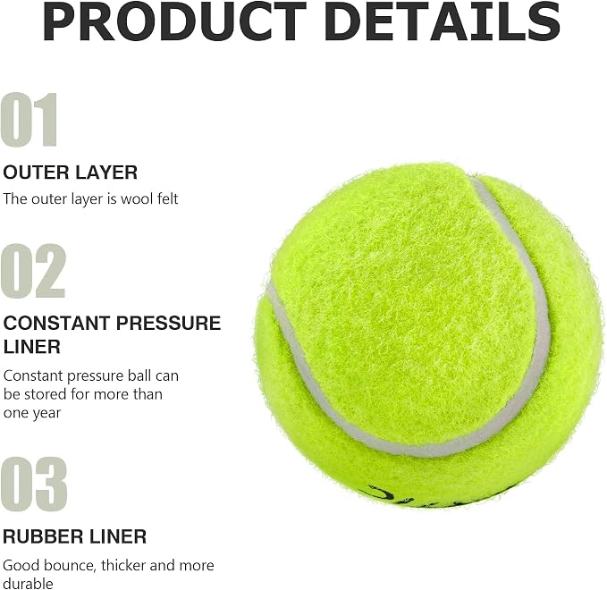 SPORTIC Tennis Balls, Duty Felt Pressurized Tennis Ball with Mesh Bag for 12PC or 36PC -High Bounce Training Exercise Tennis Balls for Beginners & Pet Dog Playing Balls, 3/4/12/36 PCS