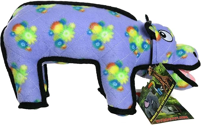 TUFFY - World's Tuffest Soft Dog Toy - Zoo Hippo - Squeakers - Multiple Layers. Made Durable, Strong & Tough. Interactive Play (Tug, Toss & Fetch). Machine Washable & Floats. (Regular)