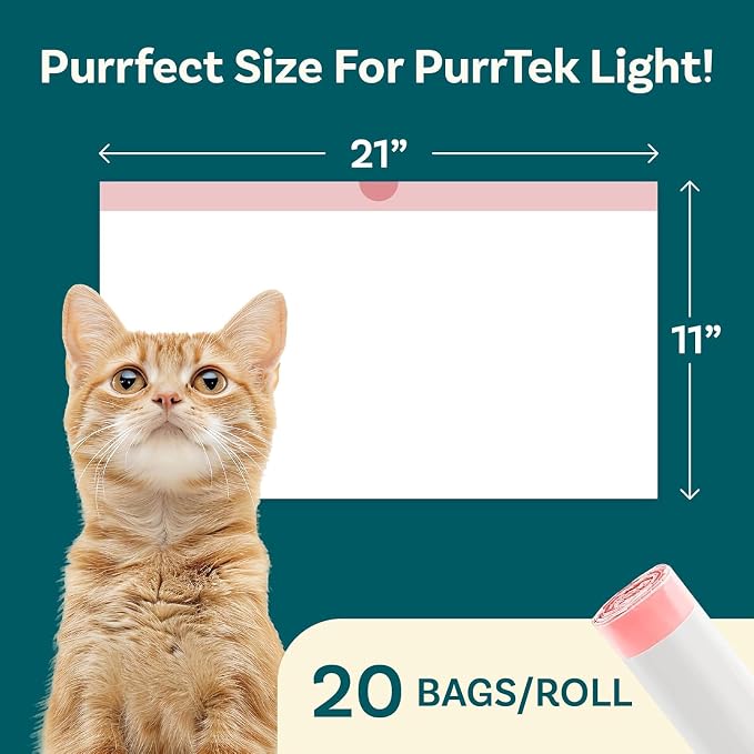 Petcove Cat Litter Box Liners, Carbon Litter Deodorizers Bundle For PurrTek Max & Light| Drawstring Bags for Automatic & Self-Cleaning Litter Boxes | Unscented (PurrTek Light Accessories)