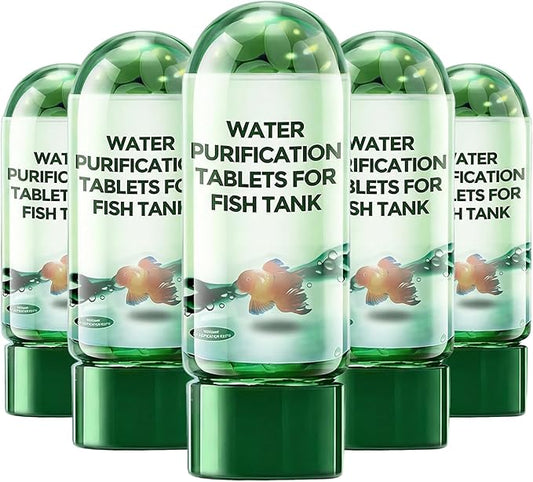 Powerful Aquarium Water Purification Tablet, Water Purification Tablets for Fish Tank, Efficient Clear Turbidity & Improve Water Quality, New Year's Gift for Aquarium Enthusiasts (5pcs)