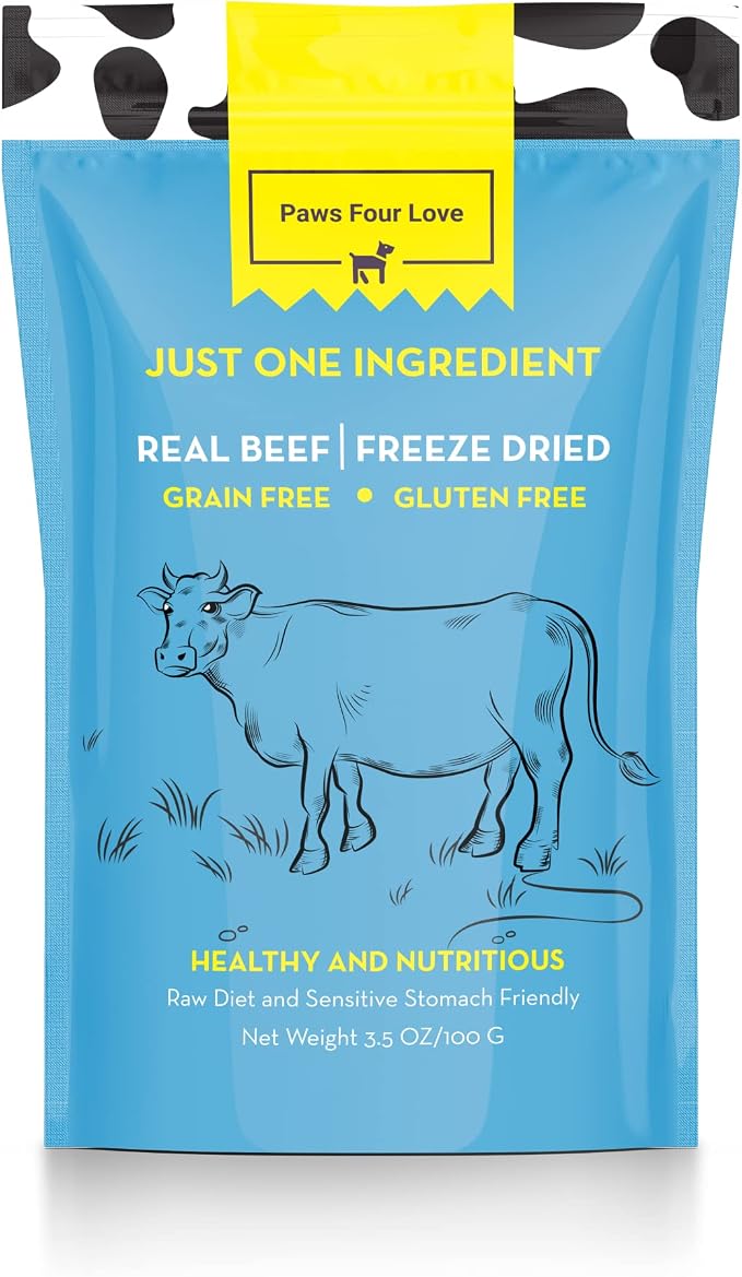Organic Freeze-Dried Beef Treats — 100% Single-Ingredient Beef — Grain-Free, Gluten-Free, High Protein, Allergy-Friendly Topper & Reward — Made in USA (1 Bag)