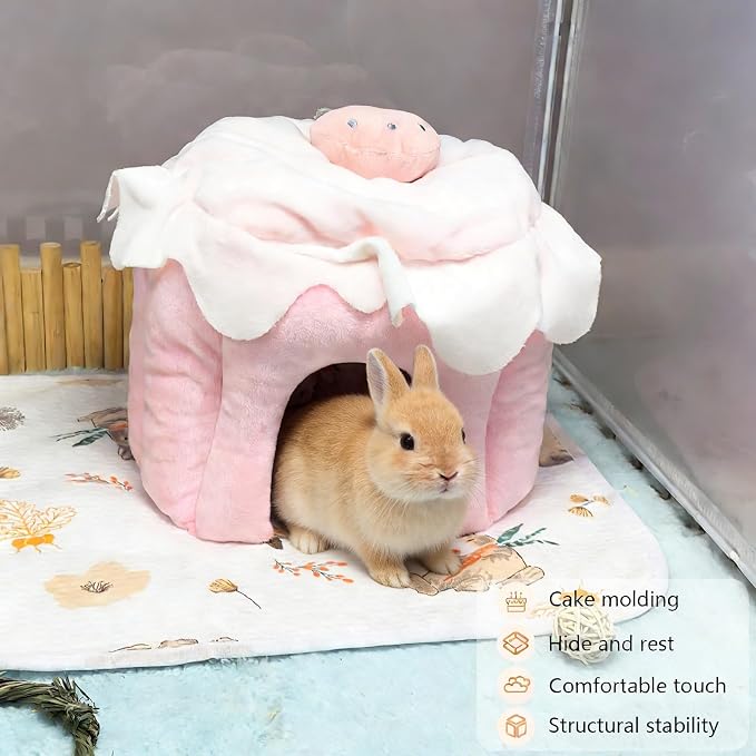 Guinea Pig Hideout, Warm Bunny House, Washable Winter Dwarf Rabbit Bed for Hamster, Chinchilla,Hedgehog, Ferret & Other Small Animals (Large)