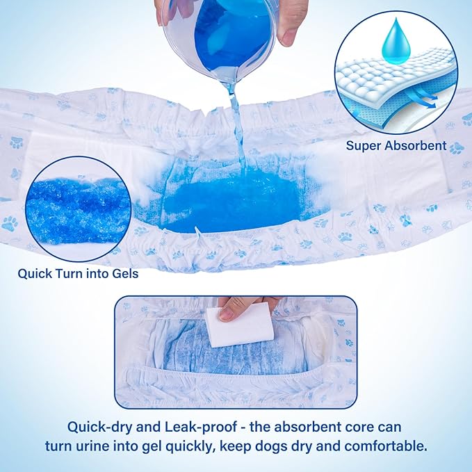 Pet Soft Disposable Male Dog Wraps - Dog Diapers for Male Dogs, Puppy Diapers 48pcs Small