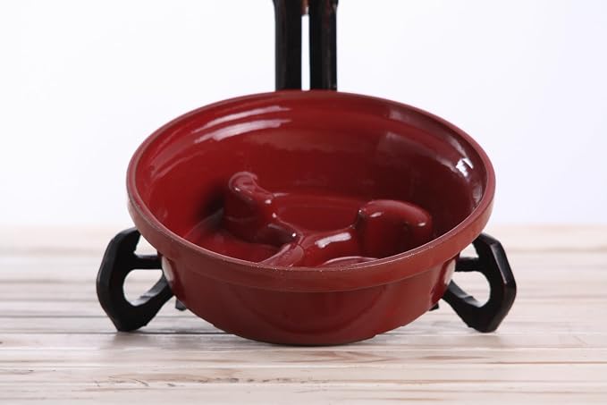 Willow Ceramics Dog Bowl – Handmade Ceramic Slow Feeder, 20.2oz Anti‑Gulp Bowl for Medium Dogs, Dishwasher Safe, Made in USA (Red, 7inch)