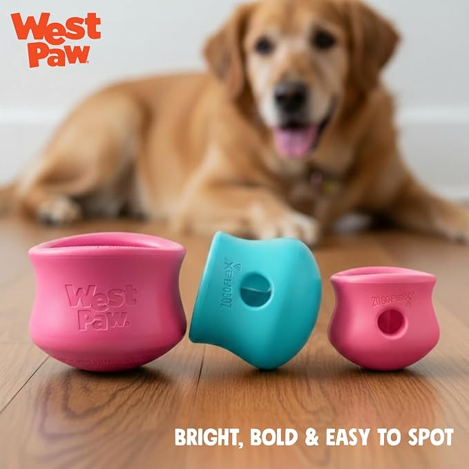 WEST PAW Zogoflex Toppl Interactive Treat Dispensing Puzzle Dog Toy for Mental Stimulation & Enrichment-Holds Kibble & Treats-Lickable, Freezable & Dishwasher Safe-Made in USA-Small-Teal
