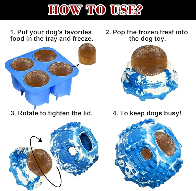 XHX Long-Lasting Interactive Dog Toy Safe for Medium and Large Dogs 25-75 lbs(Blue and White, Medium)
