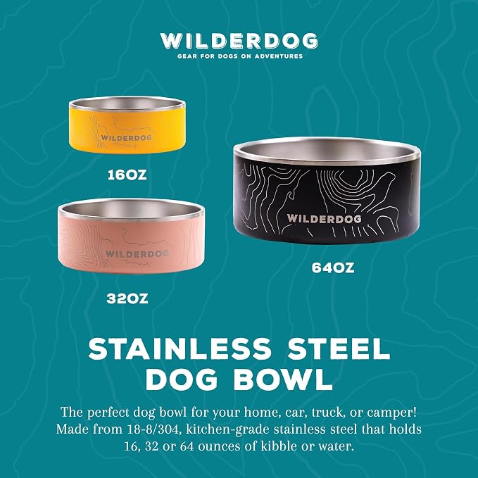 Widlerdog Stainless Steel Dog Bowl with Extra Durable Kitchen-Grade BPA-Free Stainless Steel with Non-Slip Rubber Ringed Bottom (Black, 32 oz)