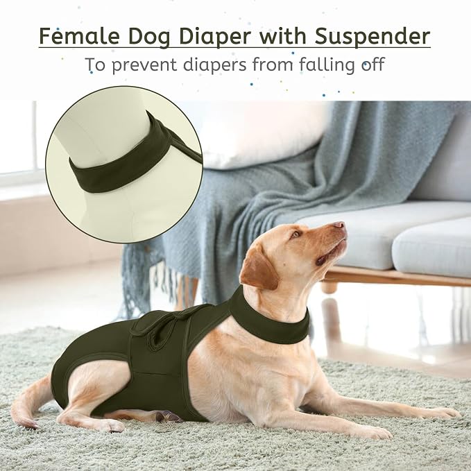 Dog Diapers Female Reusable Washable Period Diaper with Suspender,Adjustable Dog Panties Anti-Harassment, Doggie Diapers for Incontinence, Heat Cycles, or Senior Dogs（XS-XL