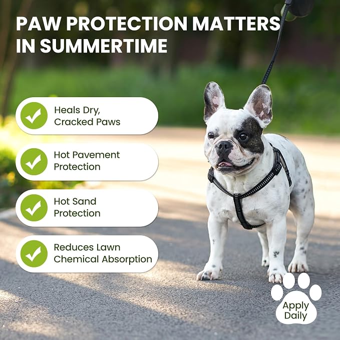 PawSono Lick-Safe Dog Paw & Nose Balm with Coconut Oil | All-Natural Moisturizer & Soother for Dry, Cracked Pads & Snout | Summer Hot Pavement & Sand Paw Wax, Nose Butter for Bulldogs (7.1 oz / 200g)