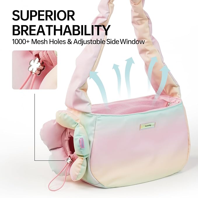 TOUCHDOG Pet Carrier Purse for Small Dogs & Cats - Lightweight Travel Handbag, Breathable Tote with Padded Interior (Pink)