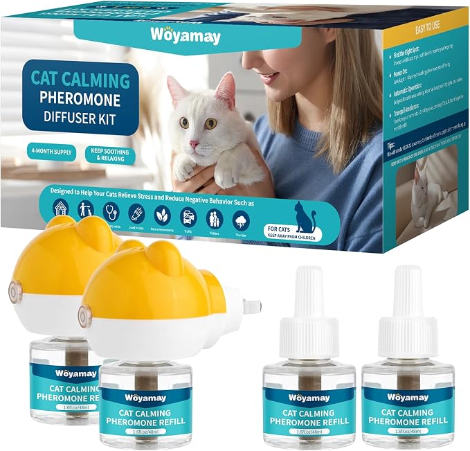 Woyamay Cat Calming Diffuser & Dog Probiotic Chews Bundle – Stress & Behavior Support for Multi-Pet Homes – Calm Anxiety, Support Digestion, Soothe Licking, Barking, and Upset Stomachs