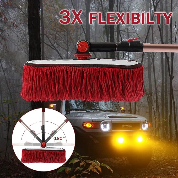 Auto Duster Extendable Handle, Car Exterior Scratch Free, Car Brush Kit for Truck SUV RV Motorcycle, Cleaning No Lint (CA Designer License Plate) - Gifts for Men Women