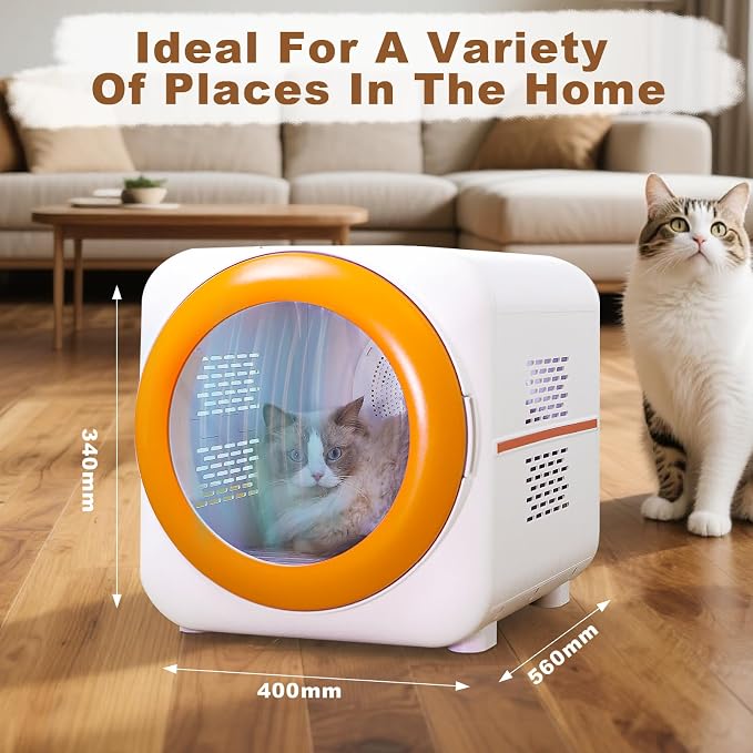 Pet Dryer Box with LED 30 Million Negative Ions&Multi-Function, 360° Efficient Automatic and Quite Box for Cats, Dogs, Smart Touch Screen Temperature Control, Safe Design for Pet Hair Dryer