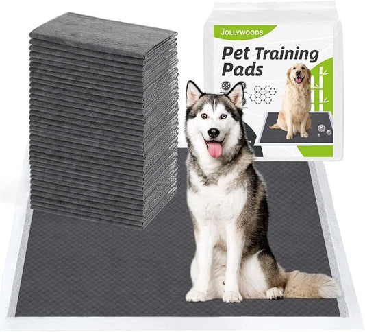 Jollywoods Disposable Dog Pee Pads, 24" x 36", 20 Counts | Odor-Control Bamboo Charcoal Fiber, Super Absorbent & Leak Proof, Quick Dry, For Dogs, Cats & Rabbits