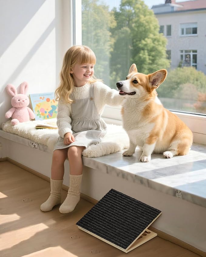 Foldable Wooden Dog Ramp for Stairs, Non-Slip Pet Ramps for Staircase, 2 Pack for Small and Middle Dogs and Cats, Step and Stair for Injured and Elderly Pets (Longer 15.7in)