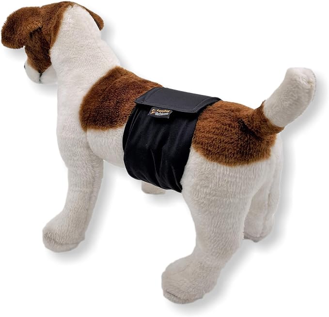 Pack of 3 or 6 Male Dog Diapers 4 - Layers of Absorbent Pads Waterproof Leak Proof Belly Band Wrap Washable (S: Waist 10" - 12", Pack of 3 Black)