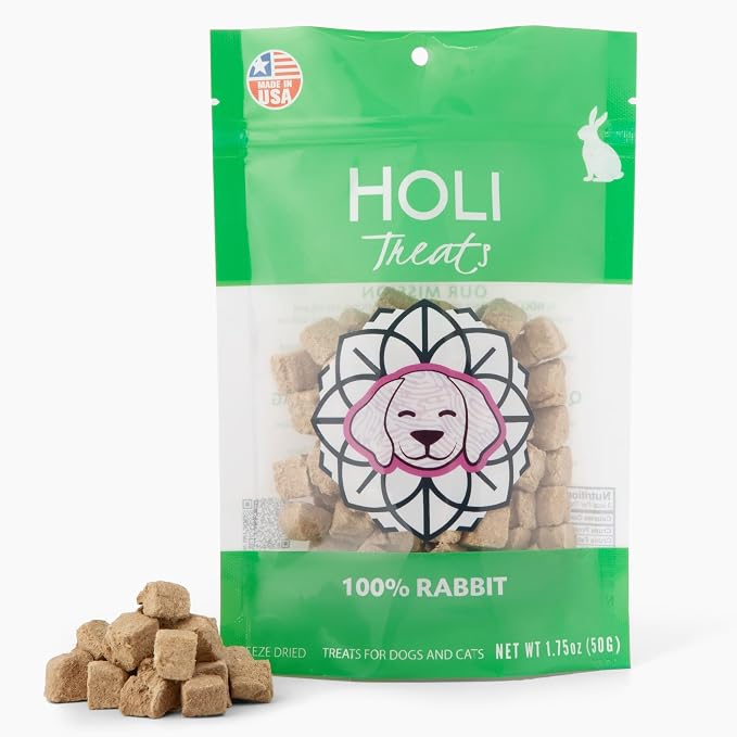 HOLI Freeze Dried Rabbit Dog Treats – Single Ingredient Freeze Dried Rabbit Treats for Dogs – All Natural – High Value Training Treats - 3.5oz