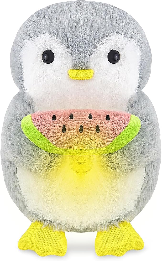 rytopt Breathing Stuffed Animal, Penguin Sloth, Simulated Breathing Sounds, 4 Gear Adjustment, Volume Control, with Music & Lights