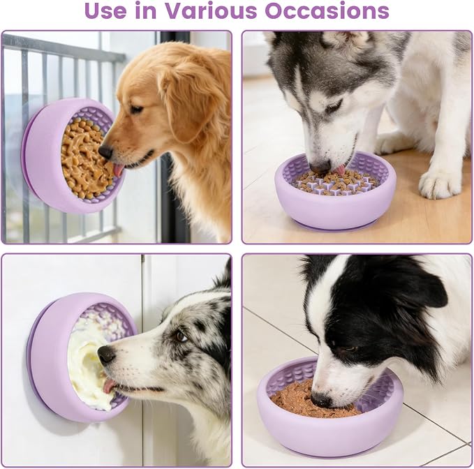 Dog Slow Feeder Licking Bowl,Freezeable Anxiety Relief Treat Dispenser, Non-Slip Anti-chocking Pet Dish, Interactive Puzzle Toy for Mediuml Large Breed,Freezable BPA Free Silicone Dishwasher Safe