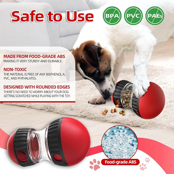 Mankoda Dog Puzzle Toys, Rolling Treat Dispensing Ball, Brain Stimulation & Slow Feeder, Dog Enrichment Toys to Keep Them Busy (2PCS: Red+Green)