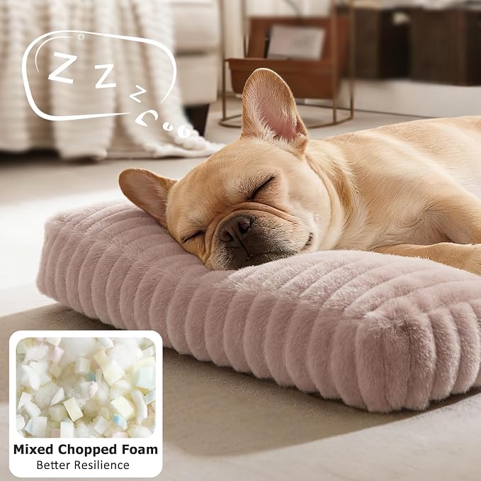 Dog Beds Large Sized Dog, Flat Pet Beds with Removable Washable Cover, Pet Mat Cute Pet Crate Bed Thick Shredded Chopped Crate Foam & Anti Slip Bottom for Indoor