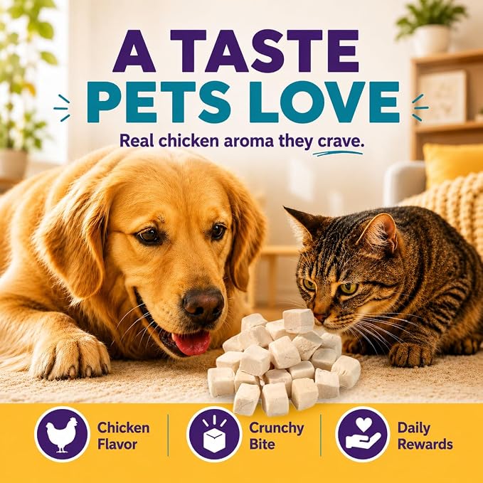 Freeze-Dried Chicken Treats for Dogs & Cats, Single Ingredient Real Chicken, High Protein Training Treats, Grain Free, No Fillers, 5.3 oz
