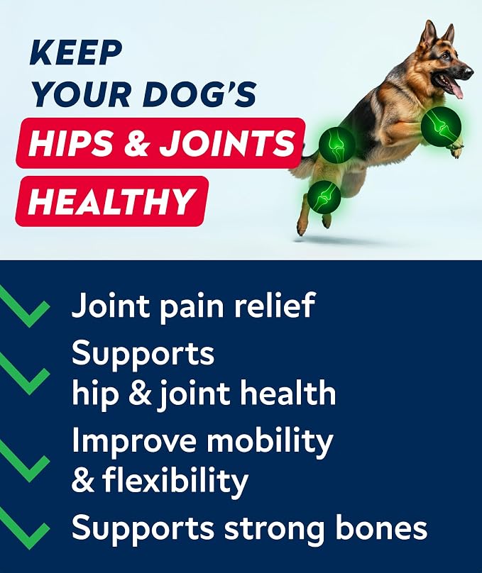 Glucosamine Treats for Dogs - Joint Supplement w/Omega-3 Fish Oil - Chondroitin, MSM - Advanced Mobility Chews - Joint Pain Relief - Hip & Joint Care - Peanut Butter Flavor - 180 Ct - Made in USA