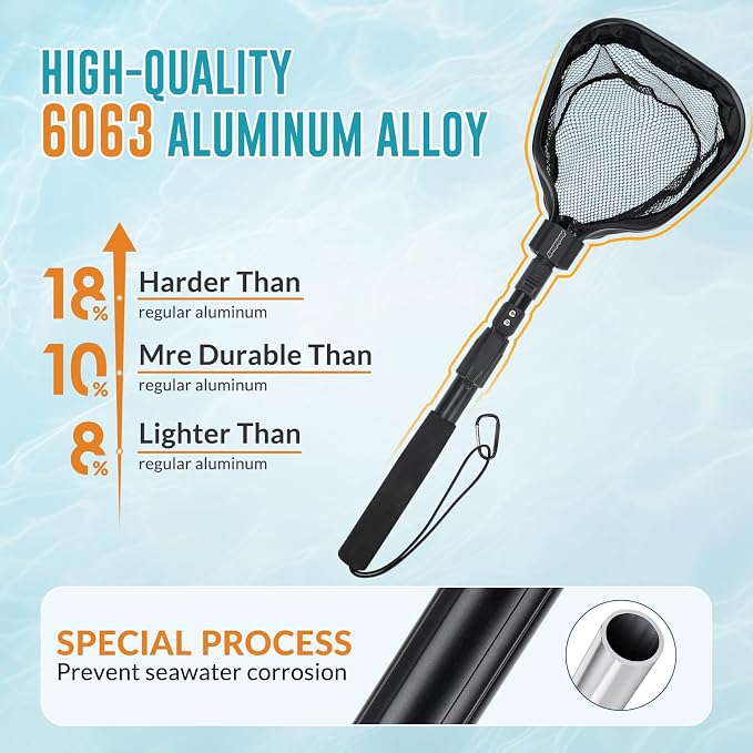 QualyQualy Floating Bait Net – Aluminum Livewell Net, 8" Hoop, 15"–21" Handle, Soft Mesh, EVA Grip, Belt Hook & Anti-Drop, for Minnows, Sardines, Herring – Telescopic & Collapsible Baitfish Net