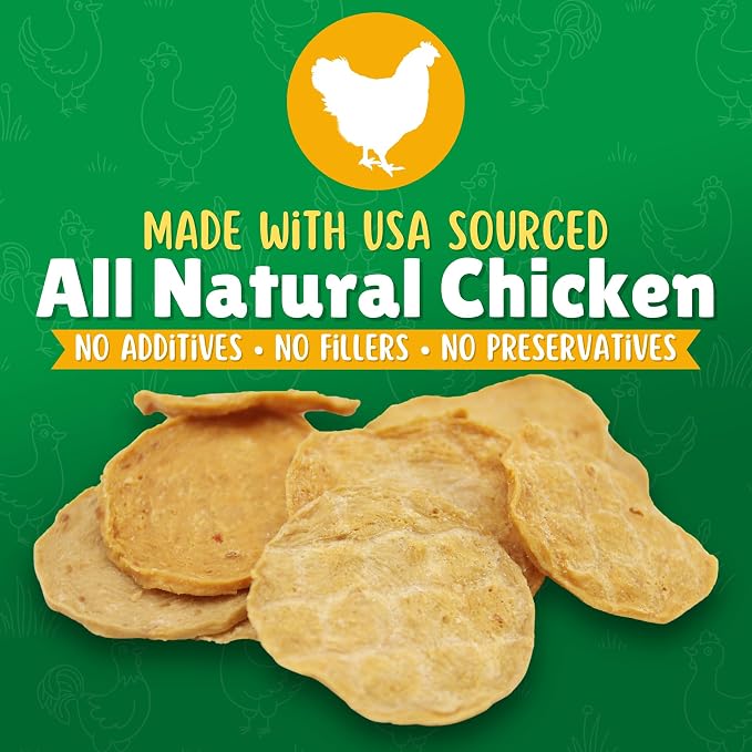 Chicken Chips Dog Treats – Made in USA, All Natural Chicken Jerky Treats, Grain-Free, High Protein, Single Ingredient, Crispy & Healthy Training Snacks for Dogs – 6 oz Jar