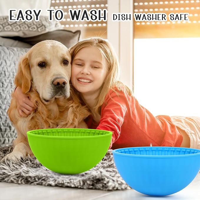 4 Pcs Dog Enrichment Lick Bowls Silicone Freeze Bowls Interactive Cat Licking Mats Slow Feeders for Cat Pet Oral Health for Boredom Anxiety Relief, Calming