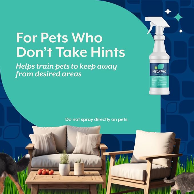 NaturVet Off Limits Pet Training Spray for Dogs & Cats – Deters Pets from Outdoor Areas – Includes Herbal Extracts – Non-Staining Sprays for Training Pets – 32 Fl. Oz.