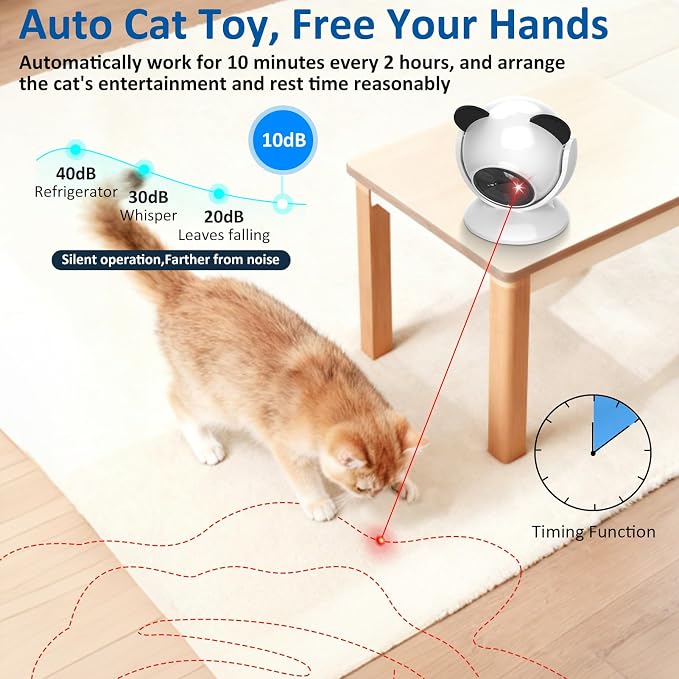 Sofolor Laser Cat Toys for Indoor Cats, Automatic Cat Laser Toy with Random Trajectory, Suction Cup Design, Run Quiet, USB Rechargeable