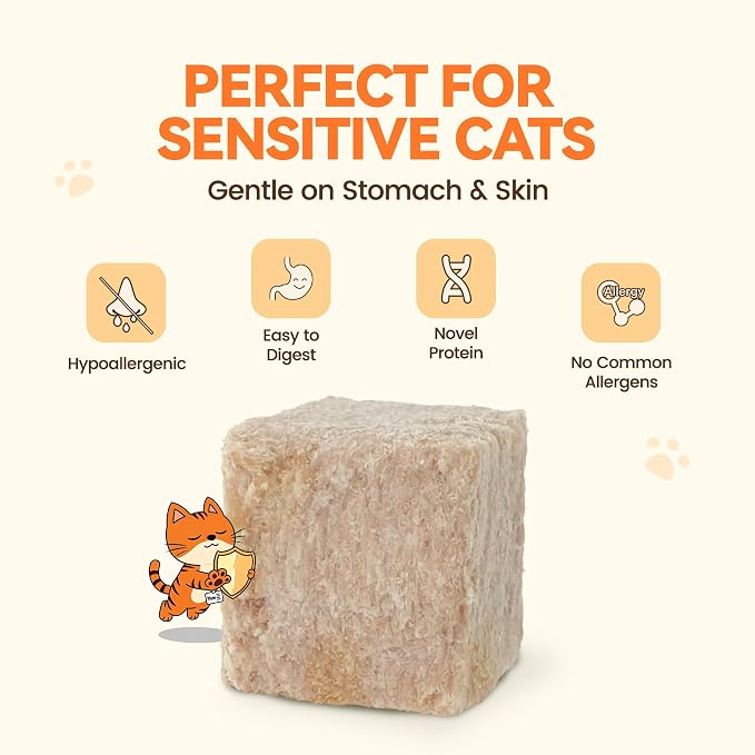 Freeze Dried Cat Treats, Single Ingredient Duck Bites Snacks for Sensitive Cats, Grain-Free Training Treats & Food Topper for Picky Cats, 1 oz