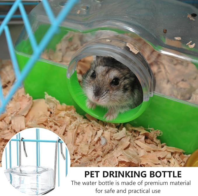 POPETPOP Rabbit Water Dispenser 2-Pack 6.09Oz No Drip Hanging Pet Water Bottles with Hooks and Springs for Small Animals Guinea Pigs Hamsters Chinchillas