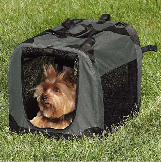Dog Crate Soft Side Collapsible Charcoal Grey Sturdy Light Weight Portable Travel (XSmall 24" x 16" x 16")