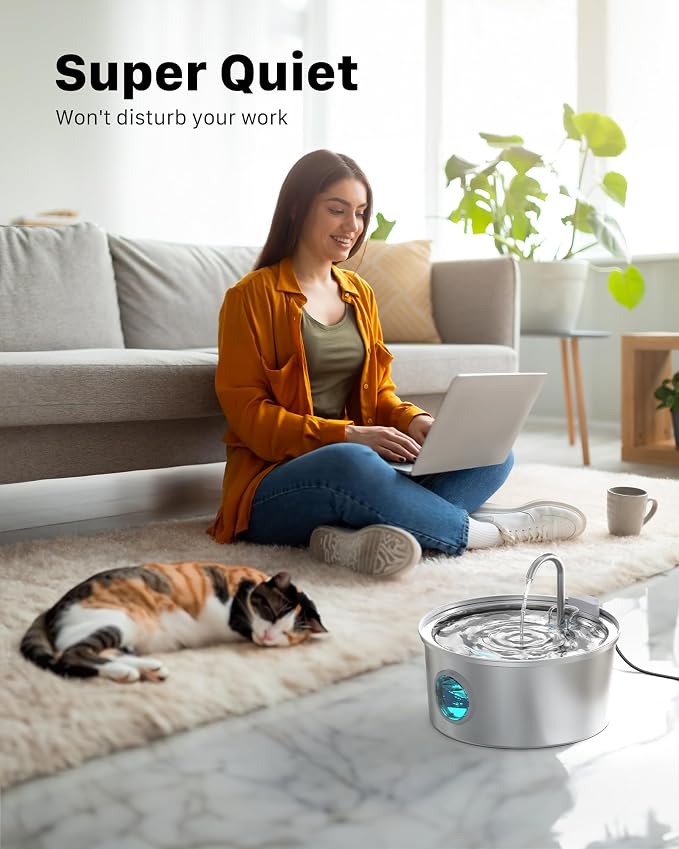 FOFNON Cat Water Fountain with 12 Filters, Including 6 Pieces of Filters + 6 Pieces Sponges