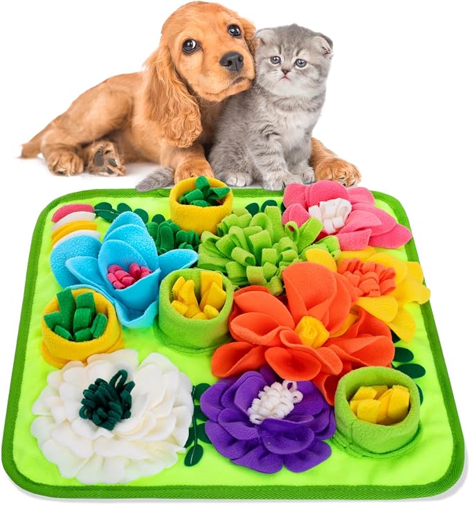 Snuffle Mat for Dogs, Sniff Mat Slow Feeding Mat for Small Pets Cats, Rabbits - Help Stress Relief and Training - Stimulate Your Pet's Foraging Skills! (Bright Green)