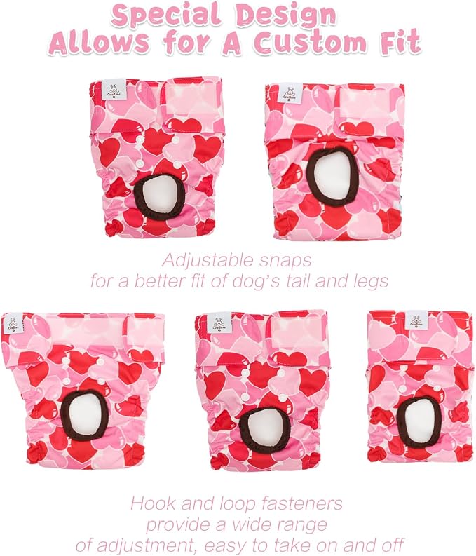CuteBone Washable Female Dog Diapers 4 Pack Reusable Doggie Heat Diapers for Period FMG13L