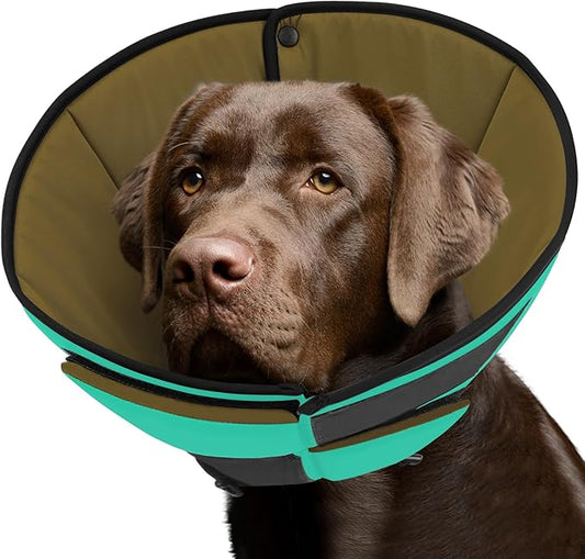Queenmore Dog Cone, Soft Dog Cones for Large Dogs, Dogs Cone Collar After Surgery for Neutering, Breathable Pet Cone, Adjustable E-Collar Alternative to Stop Licking, Green XL