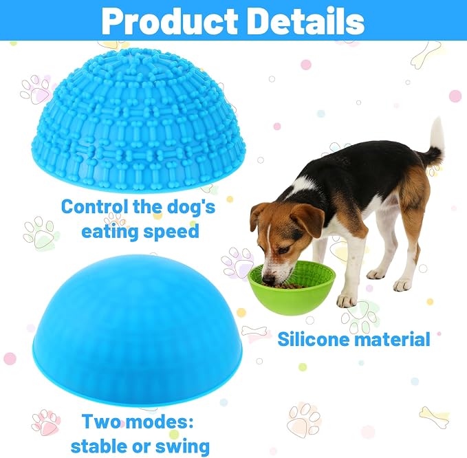 4 Pcs Dog Lick Bowl, Silicone Slow Feeder Wobble Bowl Set for Boredom & Anxiety Relief, Interactive Enrichment Mat for Fast Eaters, Promotes Oral Health, Non-Slip & Dishwasher Safe
