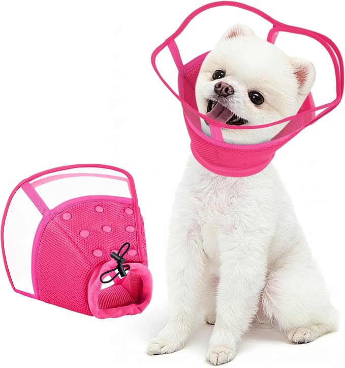 Kuoser Small Dog Cone Collar After Surgery, Soft Cone for Dogs to Stop Licking, Breathable Pet Recovery Collar Comfortable Elizabethan Collars, Adjustable Protective Dog Cones for Small Dogs, Rose S