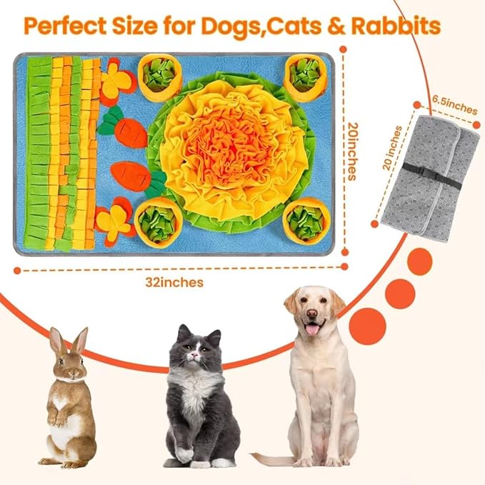 Snuffle Mat for Dogs Large Breed,32''x 20'' Interactive Puzzle Sniff Mat Dog Food Mat,Easy to Clean,Durable Slow Feeder Interactive Dog Feeder Puzzle Toy for Training and Stress Relief
