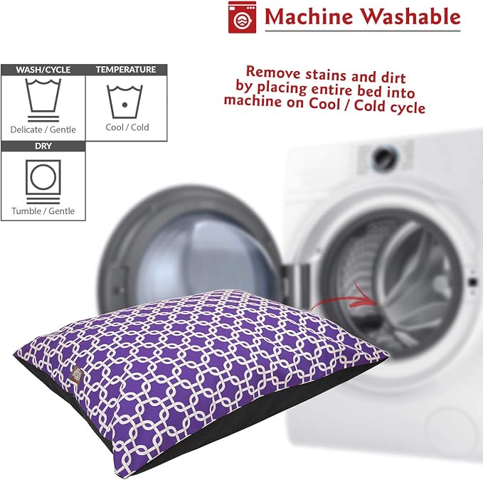 Majestic Pet Rectangle Medium Dog Bed - Non-Slip Washable Comfy Crate Pillow for Sleeping - Kennel Bed for Medium Breed, 35 x 28 Inch, Links Purple